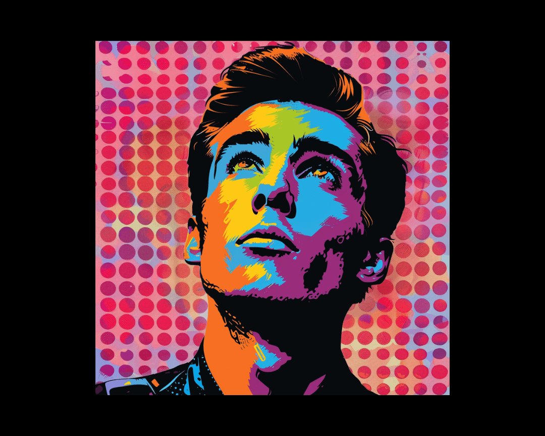 A man frowning in pop art style.