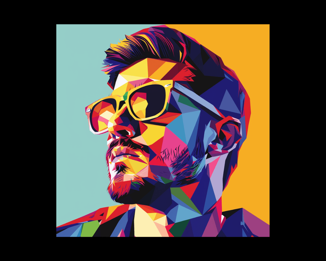 Man with sunglasses in WPAP style.