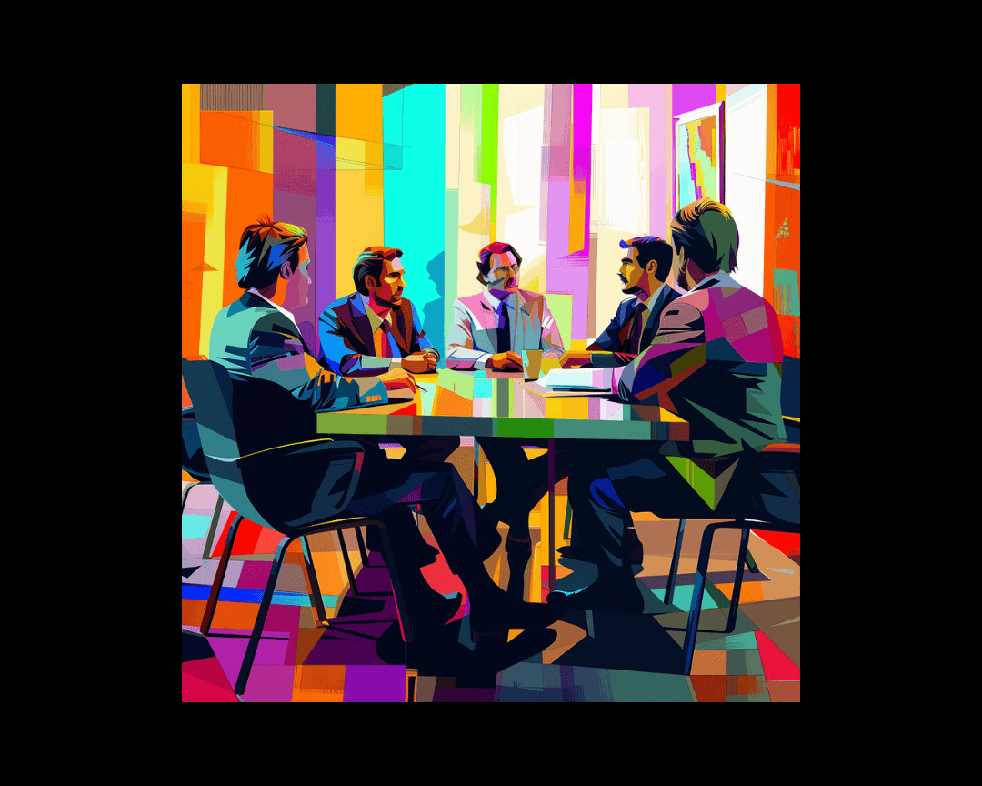 A business meeting in wpap style.