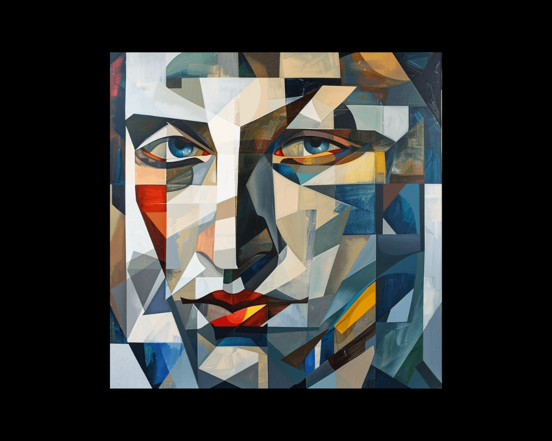 A cubism-style image of a man.
