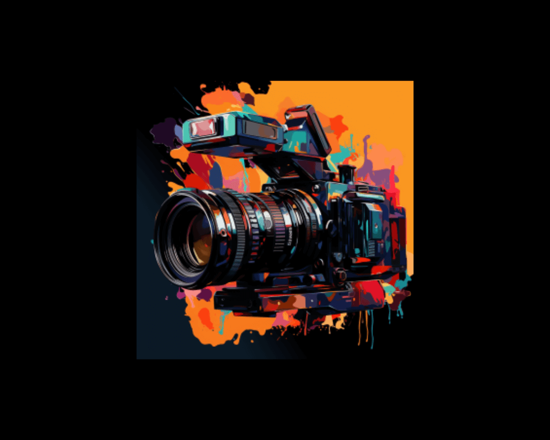 Professional video camera in WPAP style.
