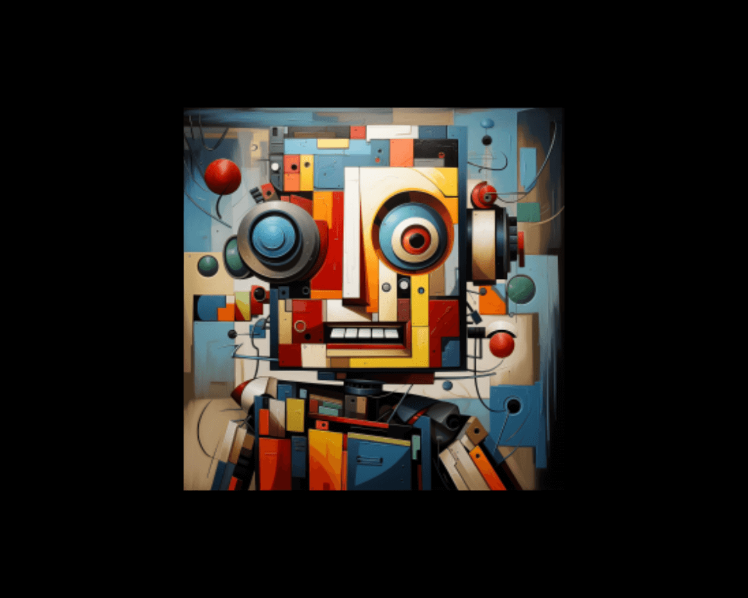 Colorful robot in a cubism art style.
