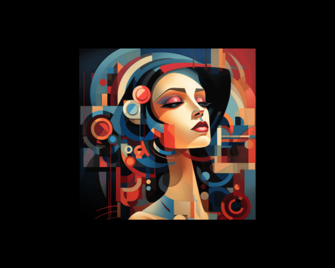A woman in a hat that's ready to learn about SEO and site structure, portrayed in the cubism art style.