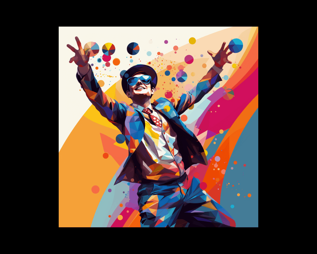 A busker juggling wpap style