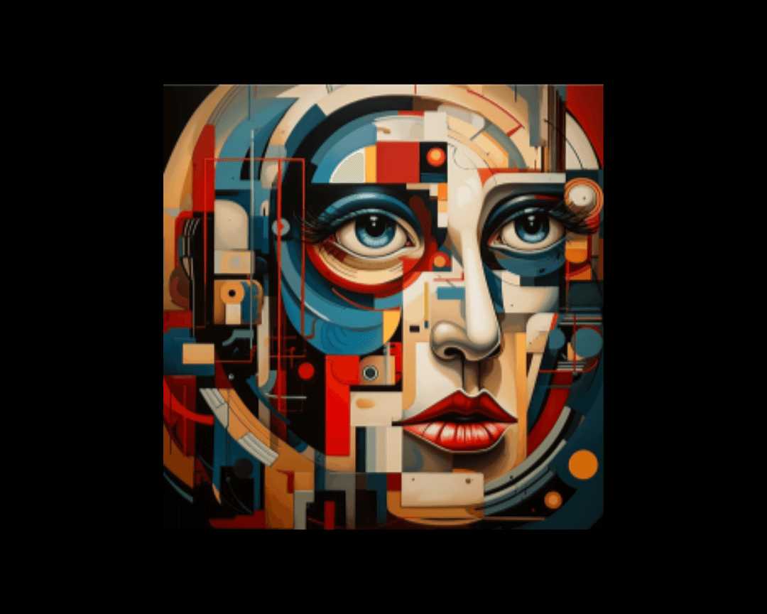Feminine face in cubism style.
