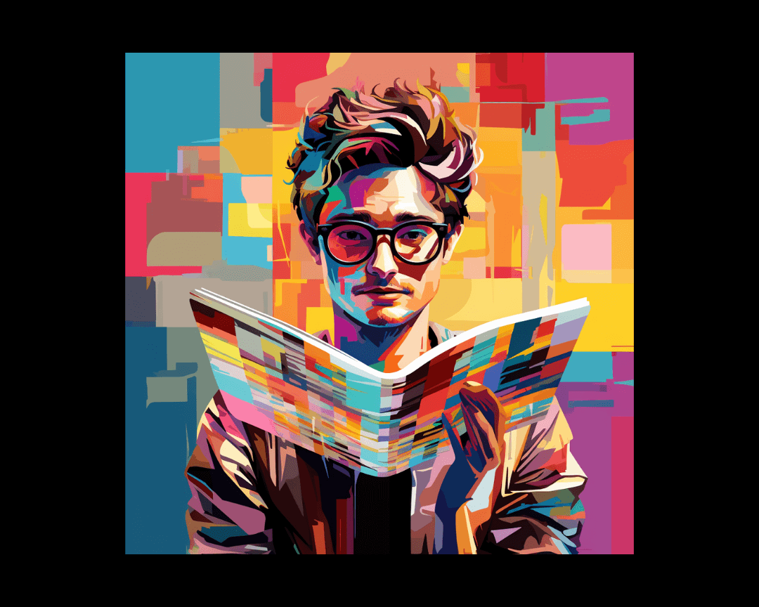 A man holding a newspaper, wpap style