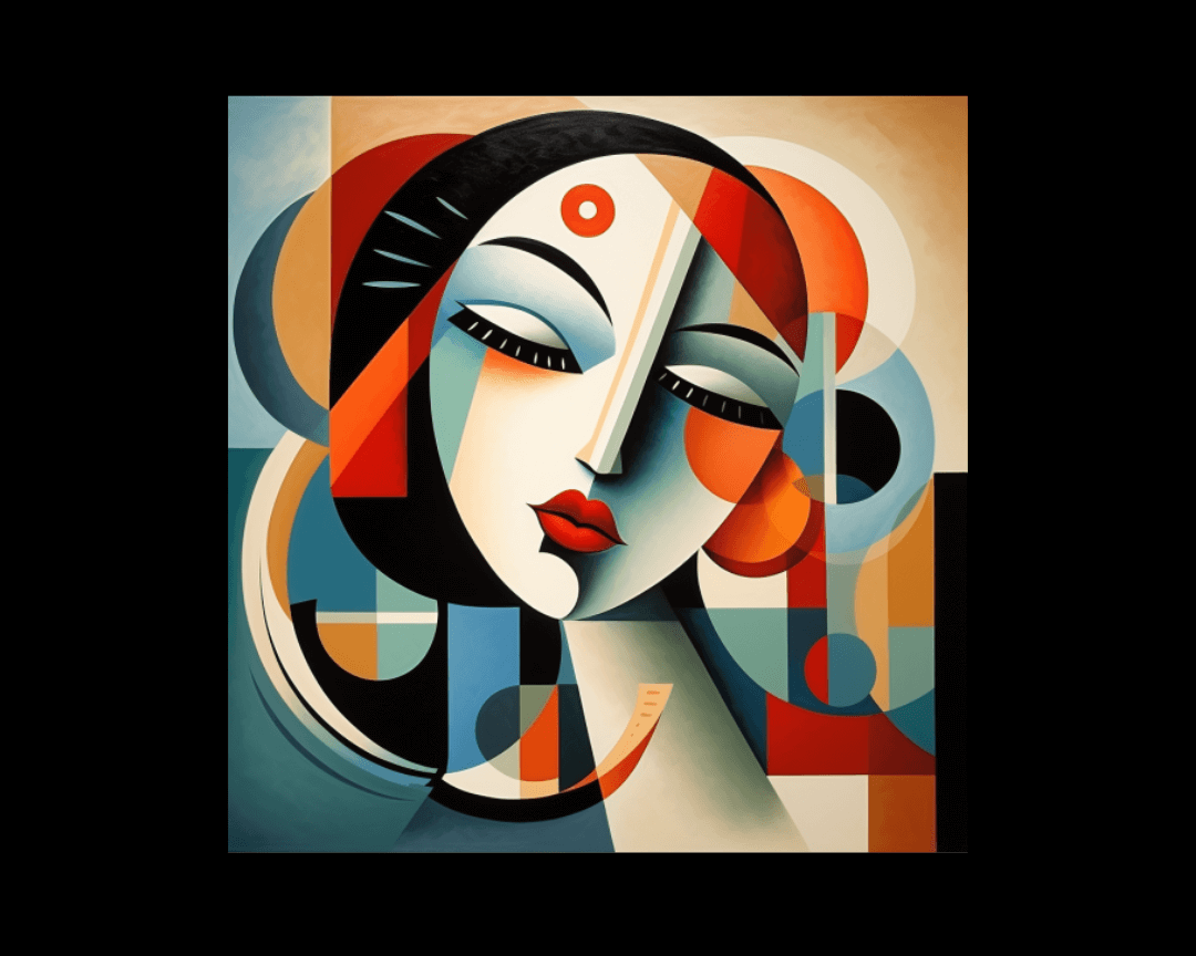 a woman's face cubism style