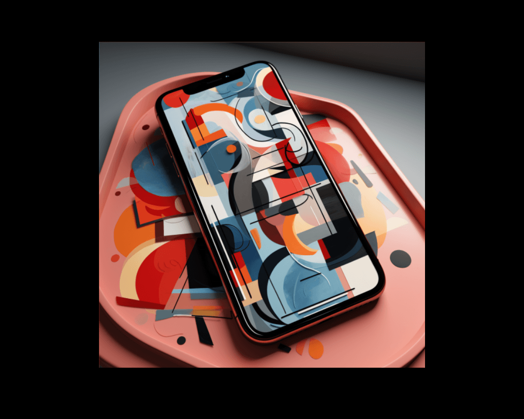 app on a table cubism style