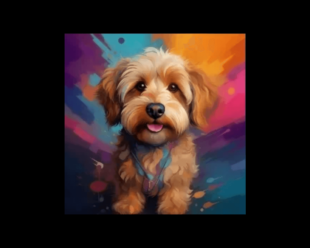 a dog wpap style colorful