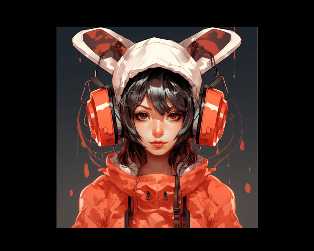 girl with rabbit ears anime style
