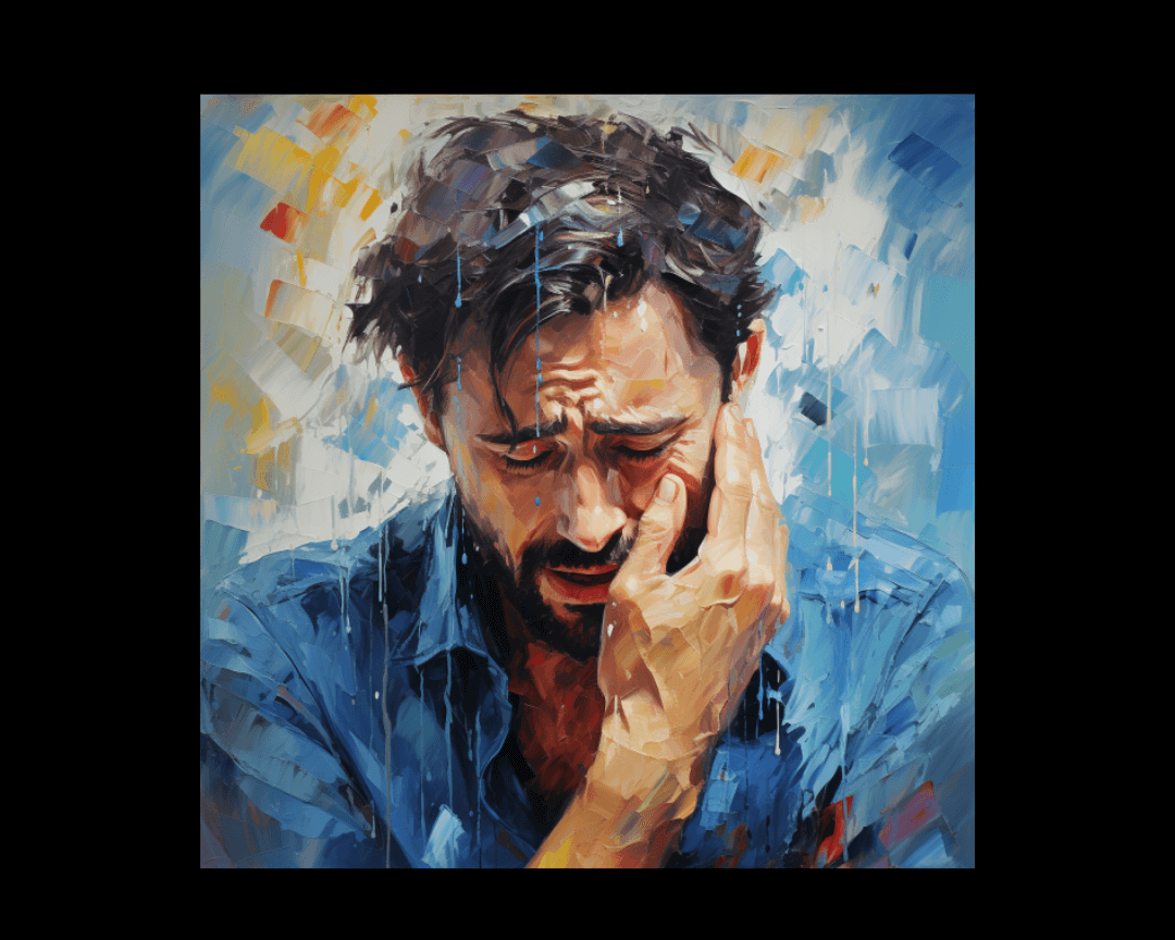 man crying impressionism style