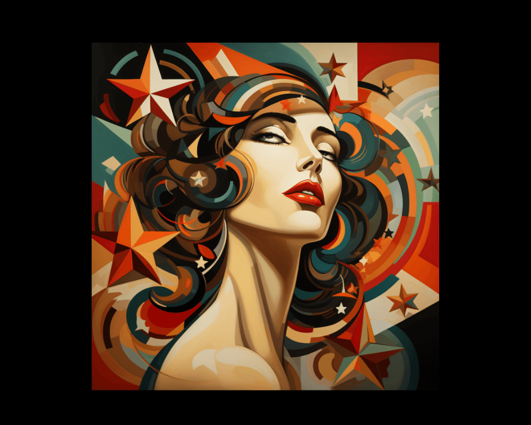 woman starry cubism style