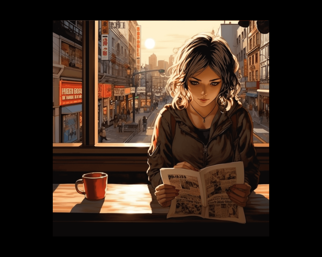 girl reading anime style