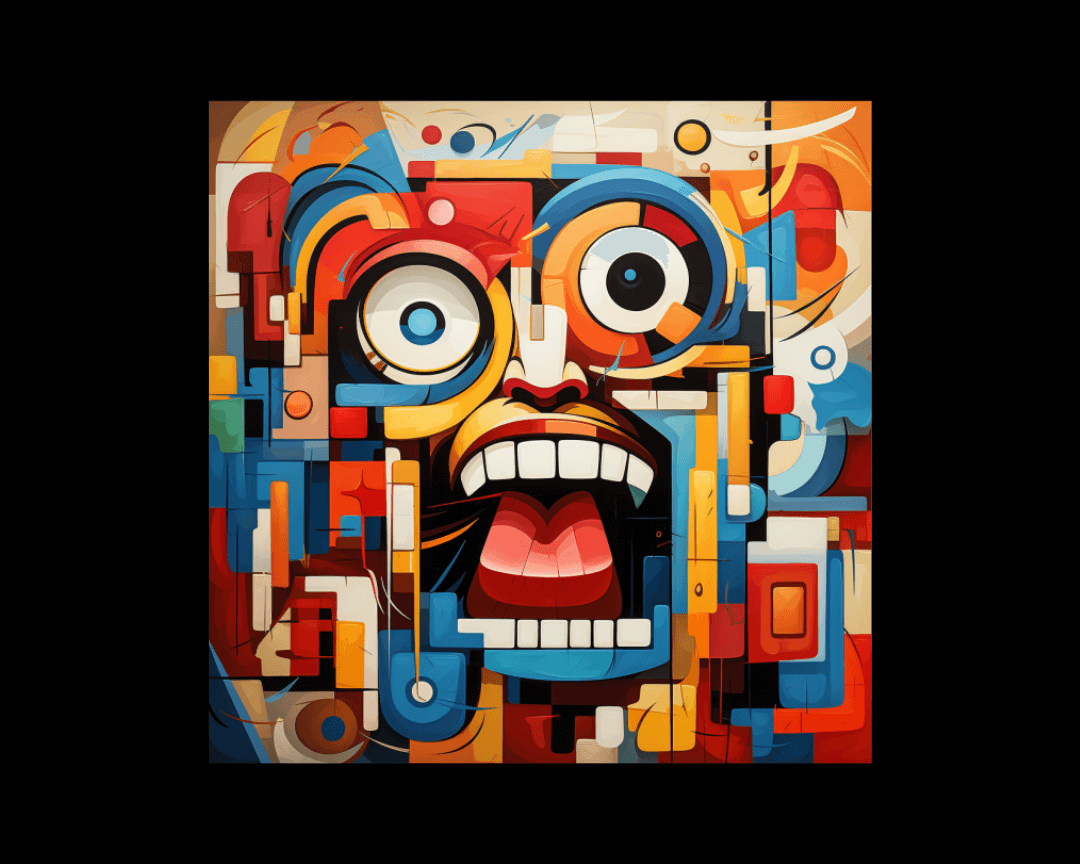 crazy face cubism style