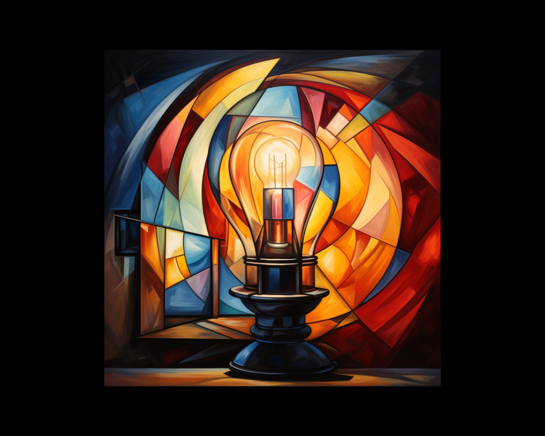 light bulb cubism style